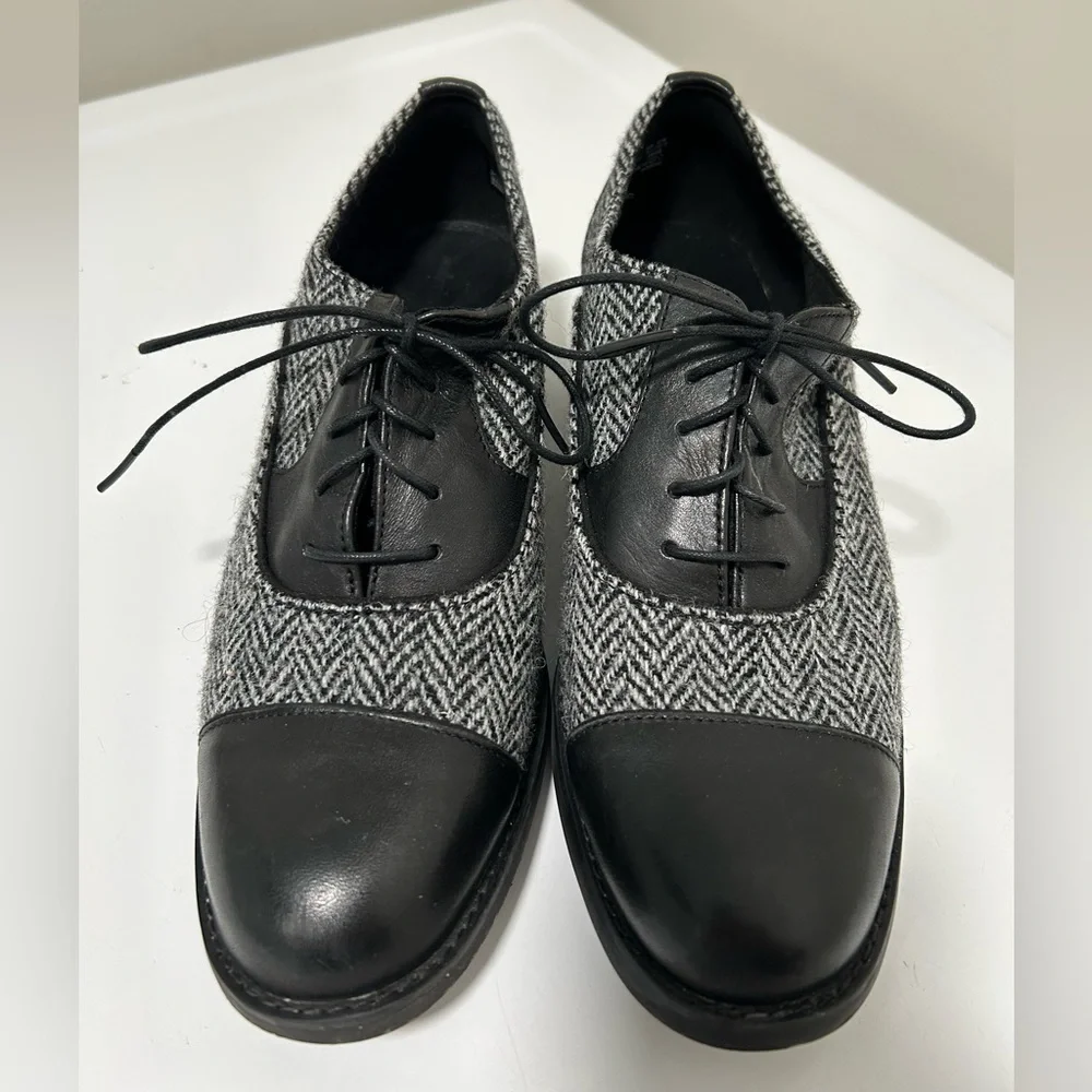 Timberland Harris Tweed Oxford Shoes Black Gray Size 10